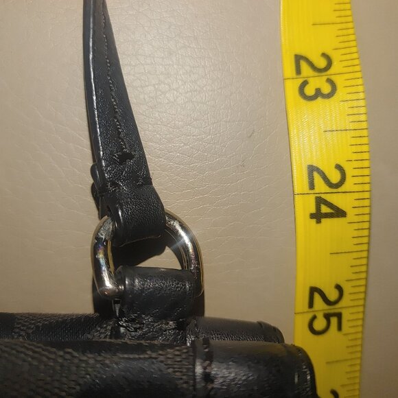 Coach Signature Black Crossbody Wallet Canvas Leather Turnlock Closure Compact - Picture 7 of 12